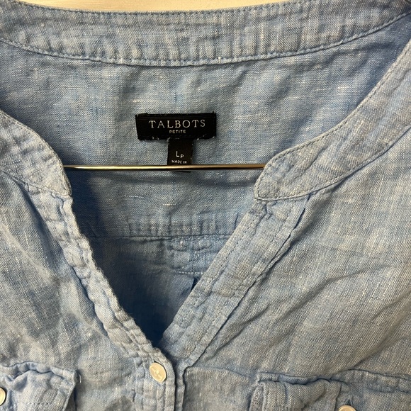 Talbots ✨Sky Blue Casual Blouse✨large✨linen - Picture 2 of 6